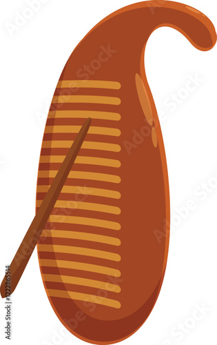 Guira, latin american percussion instrument made of wood, featuring parallel grooves played with a stick