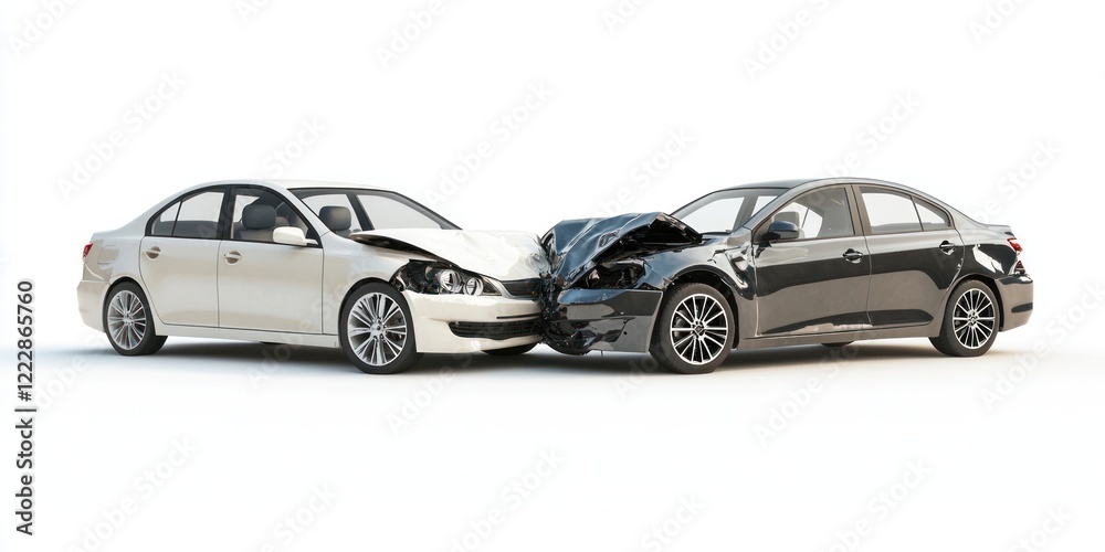 2 modern sedan collision car vehicles damage. 2 modern sedan collision car vehicles damage.