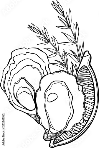 Wallpaper Mural Clip art of doodle seafood. Vector oysters with lemon and rosemary for design menu restaurant. Torontodigital.ca