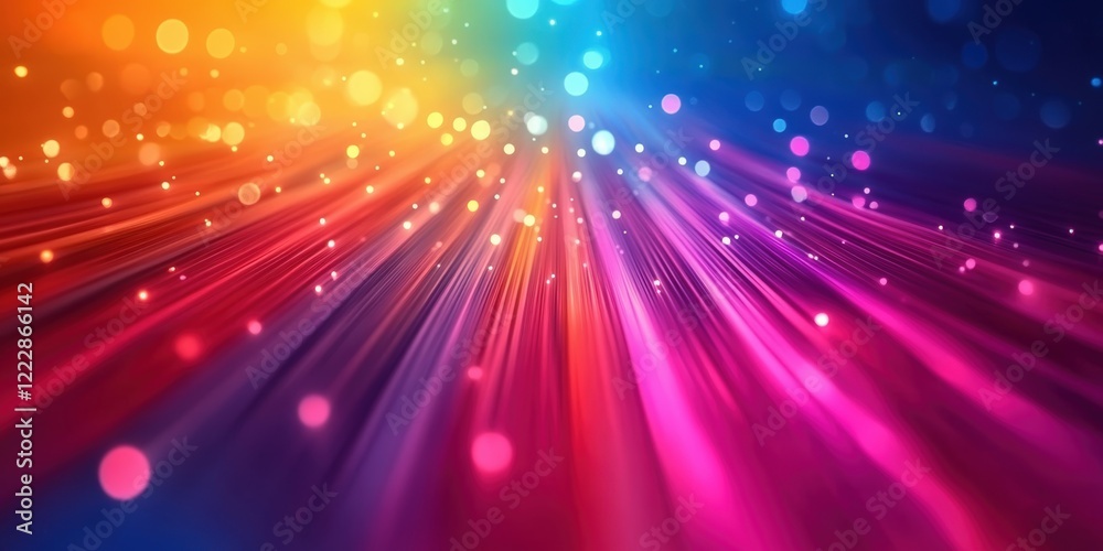 Fototapeta premium Colorful Abstract Background with Rays of Light and Bokeh Effect for Creative Projects and Design Inspiration