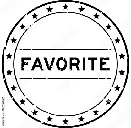 Grunge black favorite word round rubber seal stamp on white background