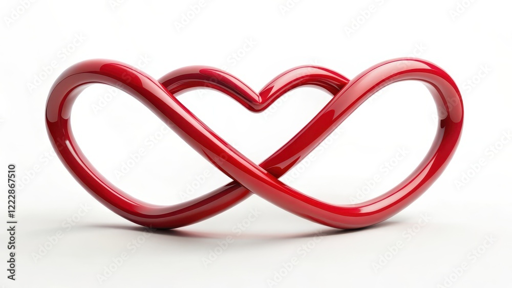 Naklejka premium Two red hearts entwined in a symbol of love and unity