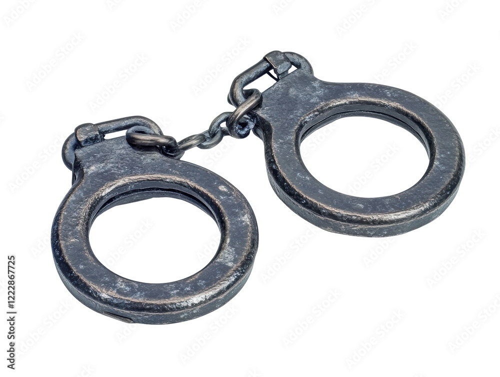 Isolated Antique Metal Handcuffs Isolated Antique Metal Handcuffs