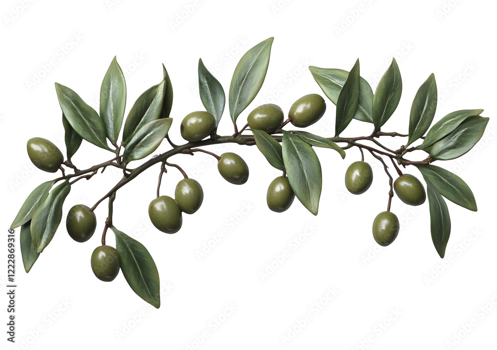 Green Olives and Leaves Pattern on White Background Green Olives and Leaves Pattern on White Background