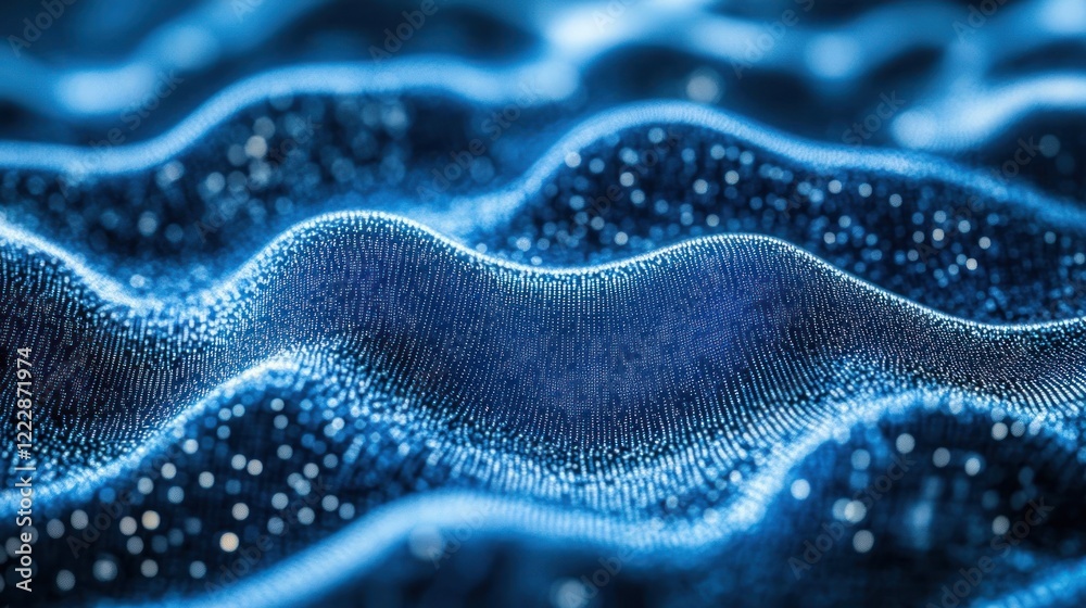 Obraz premium Abstract Blue Wavy Particle Background Design
