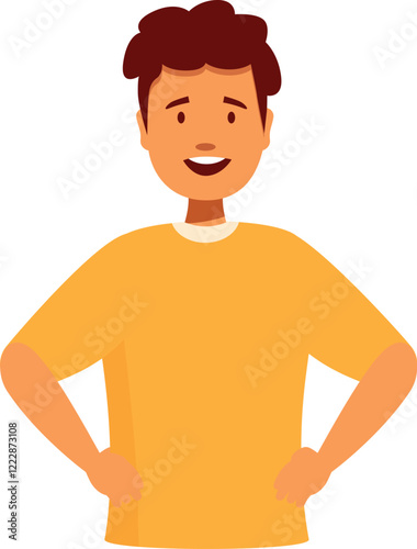 Portrait of a cheerful teenager standing with hands on hips, showcasing confidence and a positive attitude