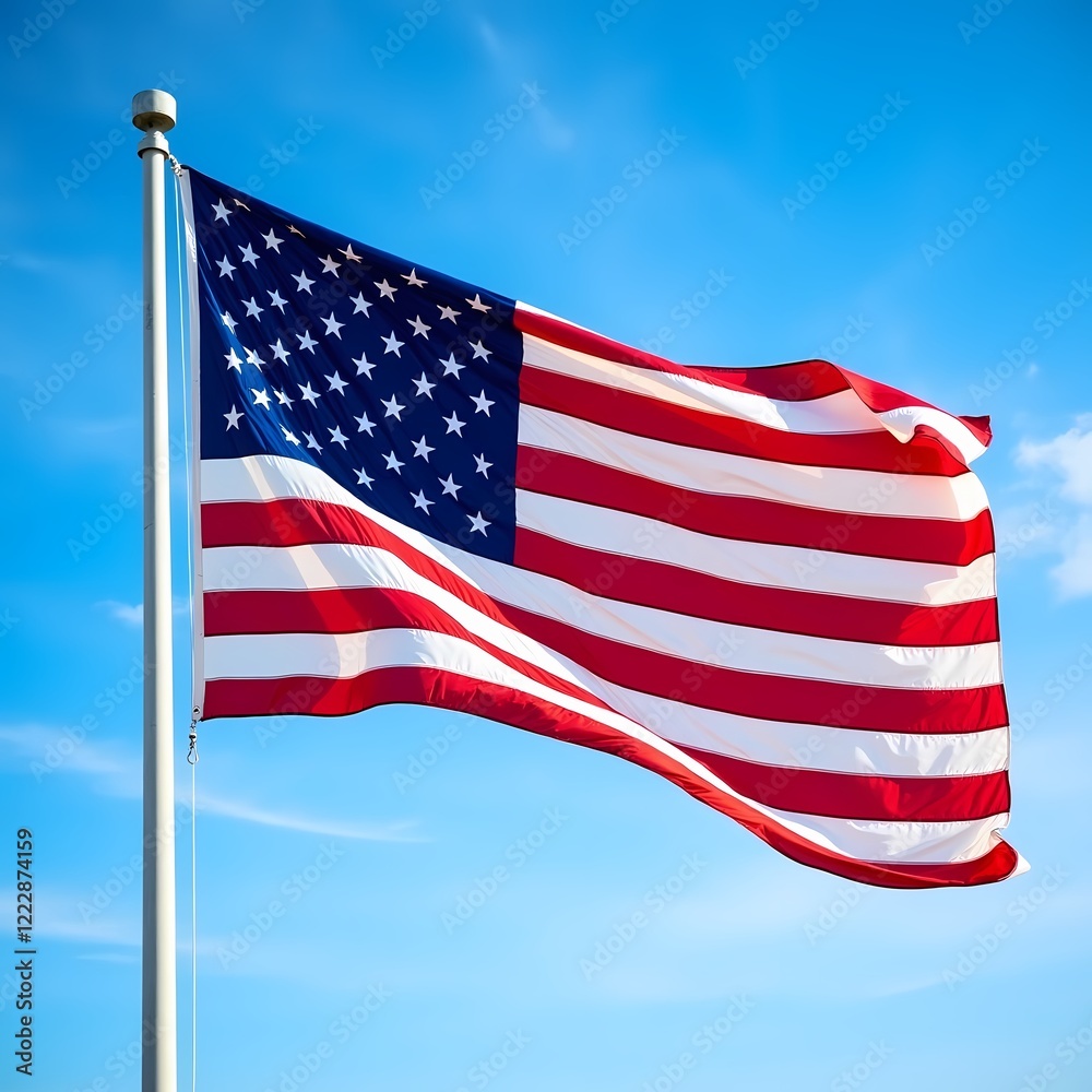 Fototapeta premium american flag on sky