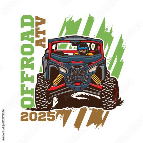 ATV buggy extreme vehicle adventure vector illustration, perfect for t shirt design 