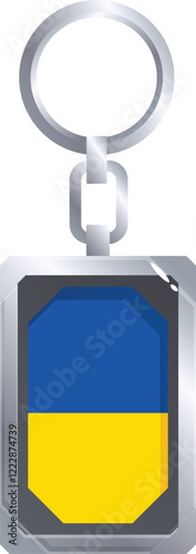 Silver keychain featuring ukrainian flag, symbolizing patriotism and national identity