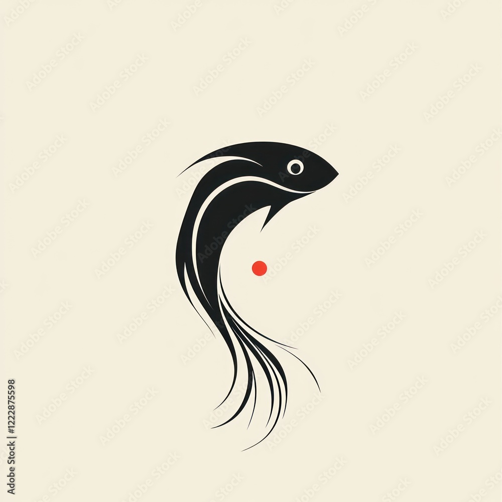 Fototapeta premium Abstract Stylized Fish Design Minimalist Art