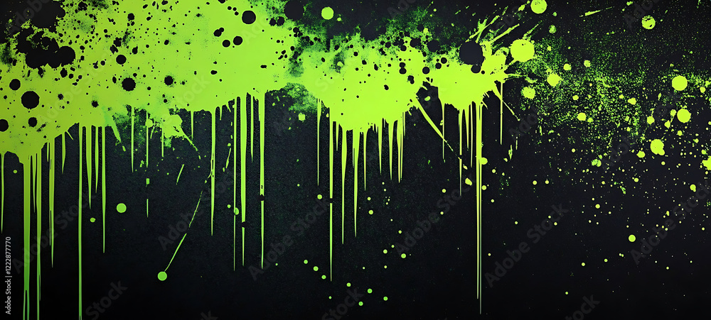 yellow and green splatter pattern splash with a black. created with Generative AI technology yellow and green splatter pattern splash with a black. created with Generative AI technology