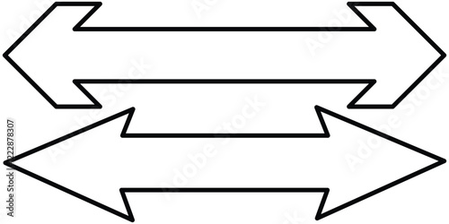 Dual sided arrow vector, icon, silhouette design. Semicircular thin, long double ended arrow vector design for website, app and logo design. Vector illustration of duel side arrow eps 10.