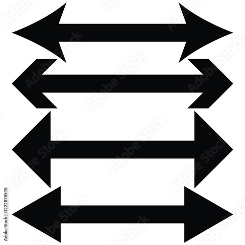 Dual sided arrow vector, icon, silhouette design. Semicircular thin, long double ended arrow vector design for website, app and logo design. Vector illustration of duel side arrow eps 10.