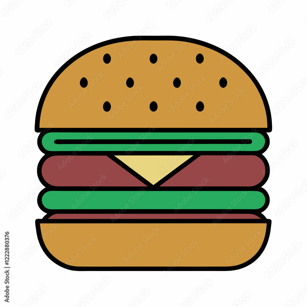 Classic Burger Vector Illustration for Food Design