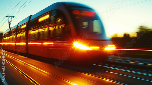 Tram on city sreet. photo