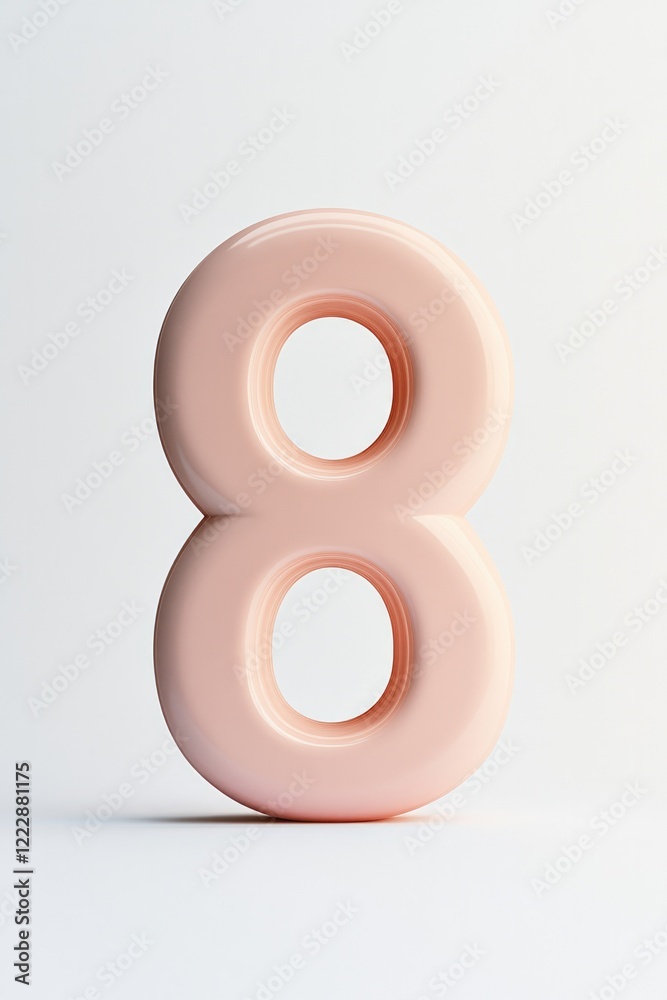 Sleek, modern number eight in soft pastel hue, emphasizing minim Sleek, modern number eight in soft pastel hue, emphasizing minim