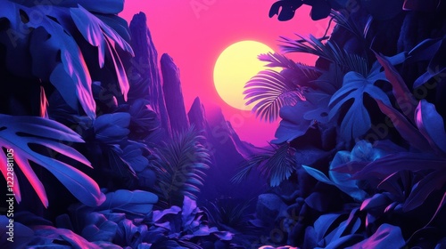 Vibrant Futuristic Planet with Glowing Plants