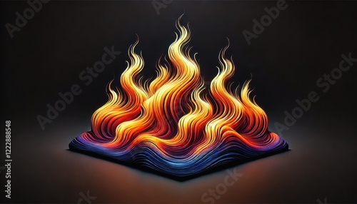 An illustration of vibrant flames on a pure black background. photo