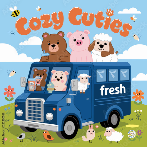 cute coloring book cover, cover, cute kids illustration, cartoon cover, cartoon illustration, kawaii coloring, easy and bold, kawaii cover, cozy, cozy cover, fuzzy, hygge, coloring pages, adult colori