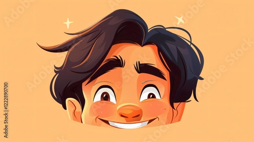 Deceptive Smiling Expression Concealed by Man in Cartoon V photo