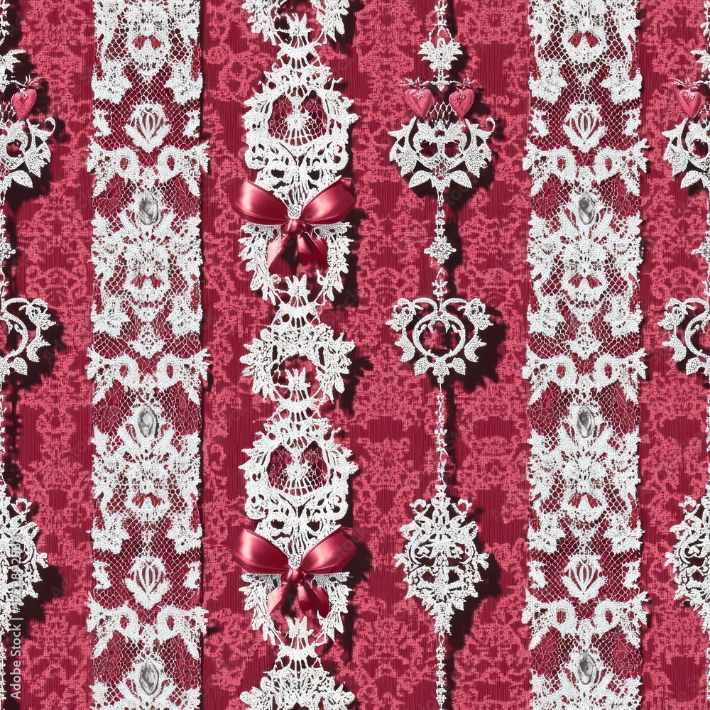 Pink Lace Pattern with Heart and Dragon Motifs for Celebratory Designs Pink Lace Pattern with Heart and Dragon Motifs for Celebratory Designs