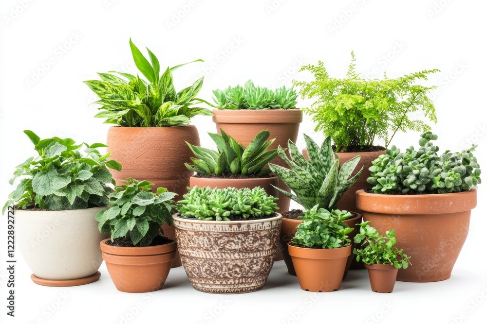 A Collection of Potted Plants in Terracotta Pots A Collection of Potted Plants in Terracotta Pots