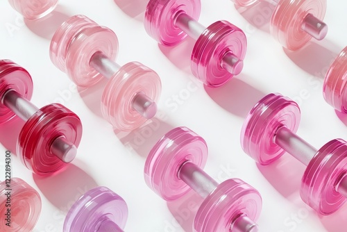 Radiant Pink Dumbbells: A Stylish Fitness Aesthetic photo