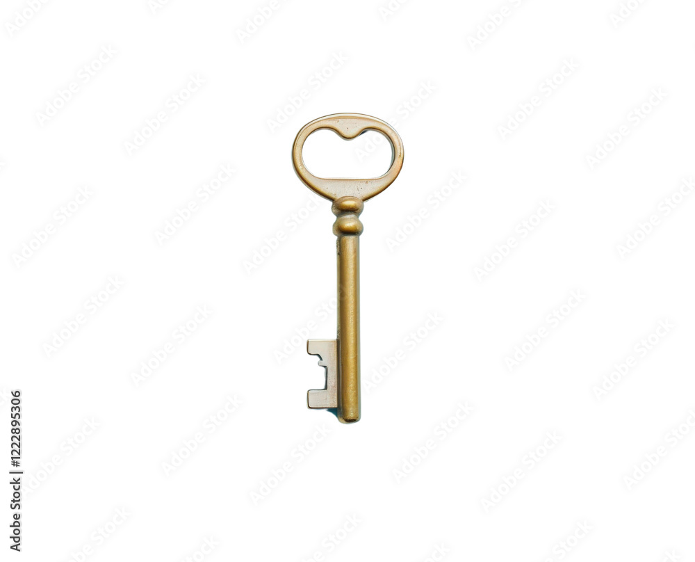 Golden key with heart shaped top on transparency background Golden key with heart shaped top on transparency background