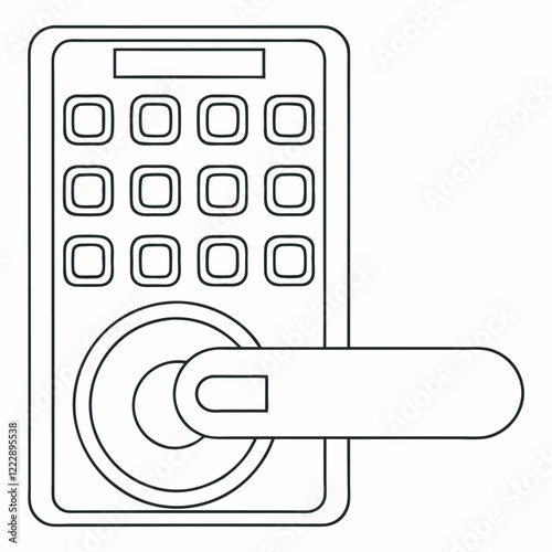 Smart lock with keypad line art vector icon 