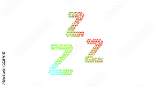 Icon snooze is made up of LED square shapes. There are bright diodes and there are black dead diodes photo