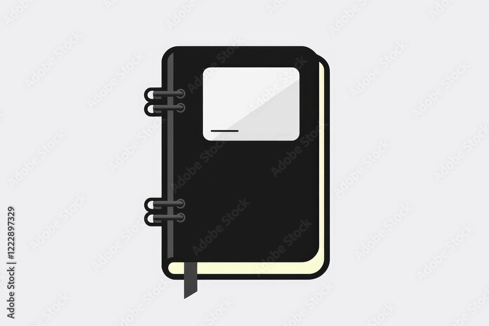 Fototapeta premium A black spiral-bound notebook with a bookmark, ideal for notes and schedules.