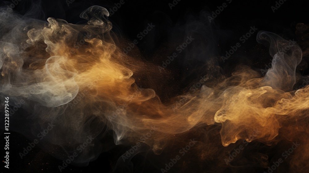 Fototapeta premium Brown Smoke Wisp on Black Background Capturing Ethereal Movement and Mystique for Creative Projects and Visual Art Applications