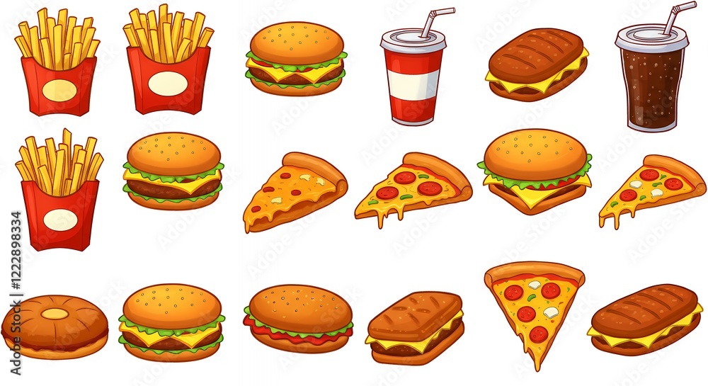Fast Food Collection Burgers Pizza Fries Soda Fast Food Collection Burgers Pizza Fries Soda