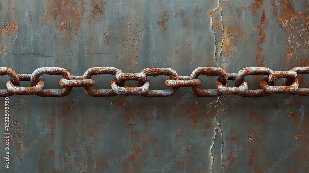 A close-up view of a rusty metal chain against a weathered textured background, showcasing the beauty in imperfection and the passage of time. A close-up view of a rusty metal chain against a weathered textured background, showcasing the beauty in imperfection and the passage of time.