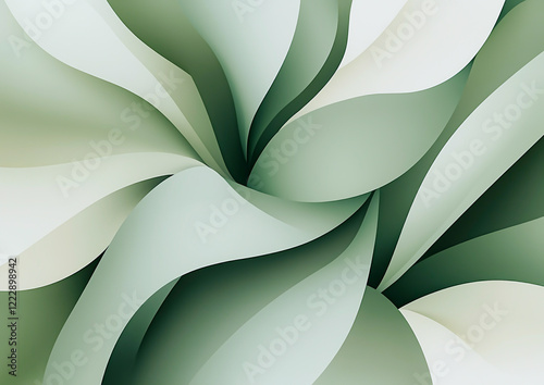 Abstract Design Featuring Layered Greenish Leaves With Soft, Ethereal Textures