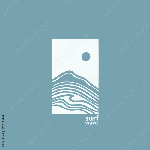 Ocean waves in a circle. Minimalistic and simple vector design photo
