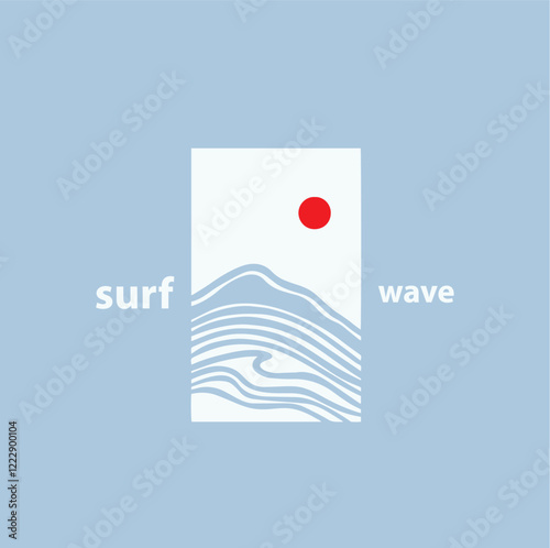 Ocean waves in a circle. Minimalistic and simple vector design photo