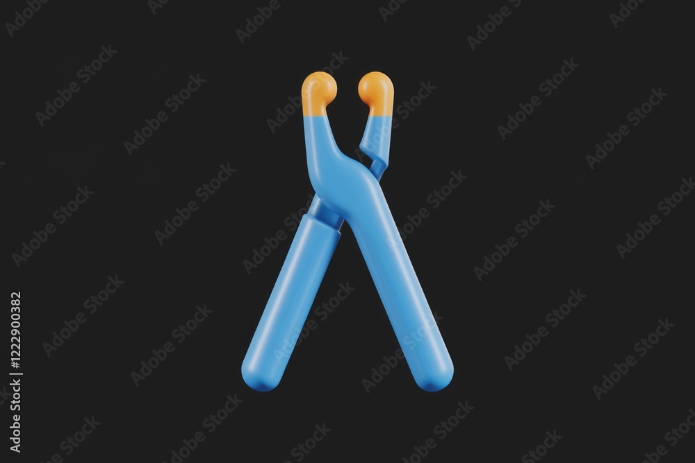 3D rendering of blue pliers with orange handles against a transparent background. 3D rendering of blue pliers with orange handles against a transparent background.
