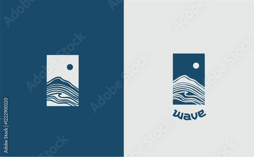Ocean waves in a circle. Minimalistic and simple vector design photo