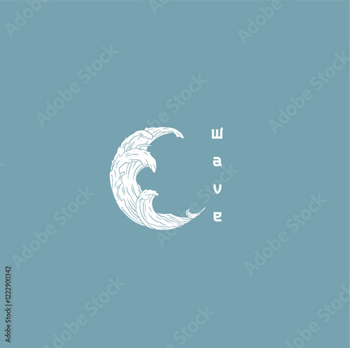 Ocean waves in a circle. Minimalistic and simple vector design photo