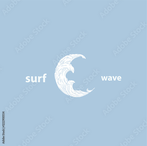 Ocean waves in a circle. Minimalistic and simple vector design photo