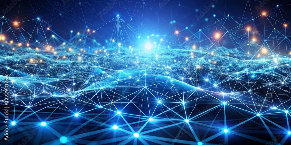 Abstract Digital Network Visualization with Glowing Connections Abstract Digital Network Visualization with Glowing Connections