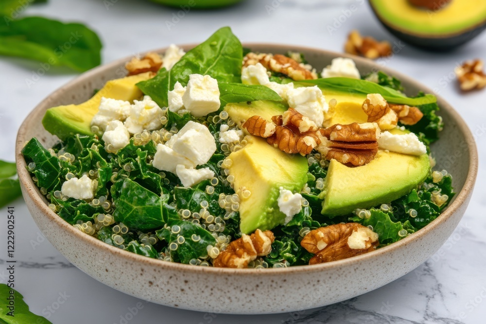 Avocado kale quinoa salad with feta walnuts Avocado kale quinoa salad with feta walnuts
