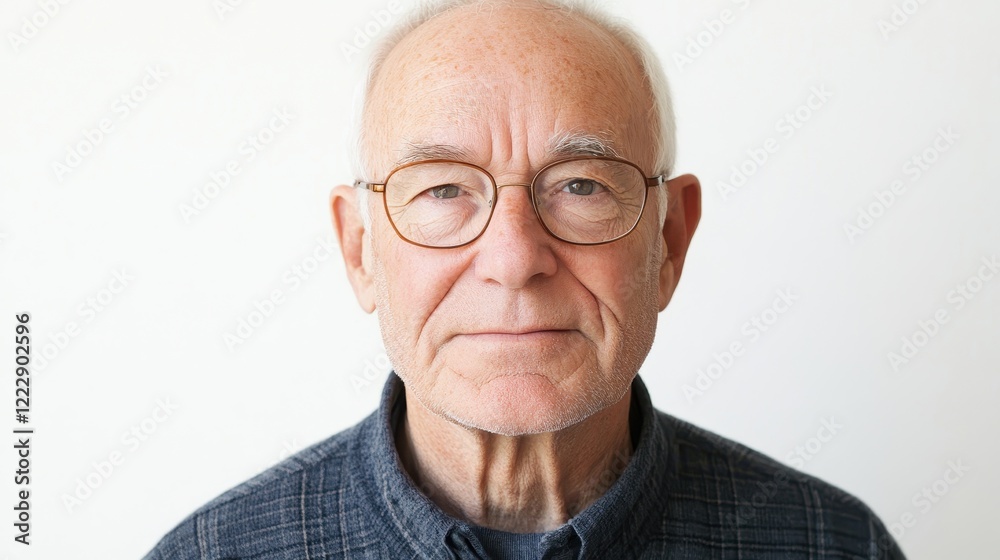 Senior Man with Glasses Against White Background Senior Man with Glasses Against White Background