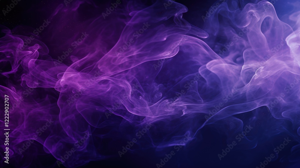 Fototapeta premium Delicate Purple Smoke Wisps Floating on a Dark Background, Capturing the Ethereal Beauty of Translucent Patterns and Swirling Forms