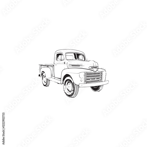 Vintage Classic Pickup Truck Illustration