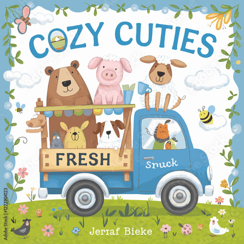 cute coloring book cover, cover, cute kids illustration, cartoon cover, cartoon illustration, kawaii coloring, easy and bold, kawaii cover, cozy, cozy cover, fuzzy, hygge, coloring pages, adult colori