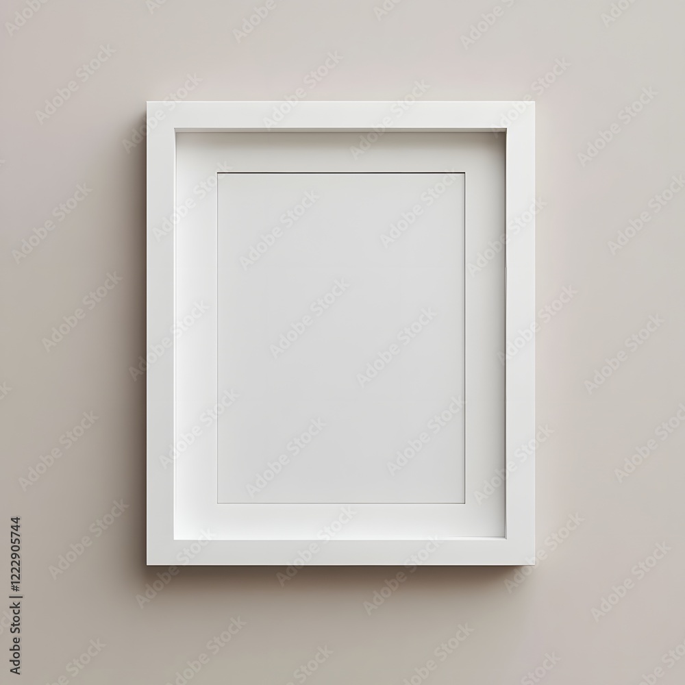 Photorealistic mock-up of a white picture frame in a modern livingroom environment with a classic scandinavian design. White with a matte finish and an off-white textured background inside the frame. Photorealistic mock-up of a white picture frame in a modern livingroom environment with a classic scandinavian design. White with a matte finish and an off-white textured background inside the frame.