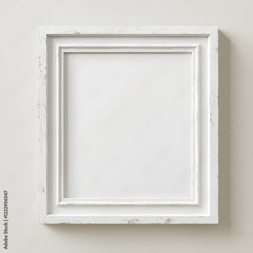 Photorealistic mock-up of a white picture frame on a grey wall in a classic scandinavian design. White with a matte finish and an off-white textured background inside the frame. Photorealistic mock-up of a white picture frame on a grey wall in a classic scandinavian design. White with a matte finish and an off-white textured background inside the frame.