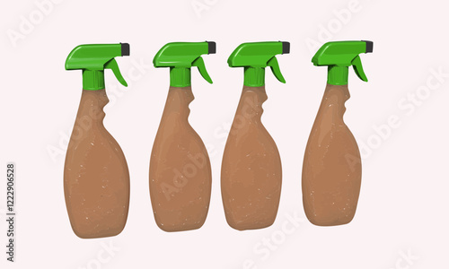 Set of spray bottles 3d